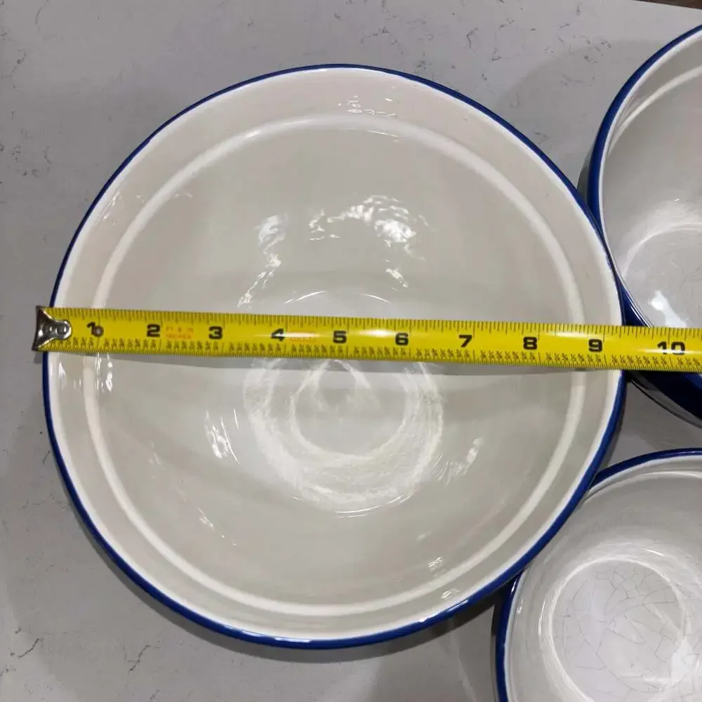 Vintage Dansk Blue and White Striped Nesting Mixing Bowl Set, 3-Piece